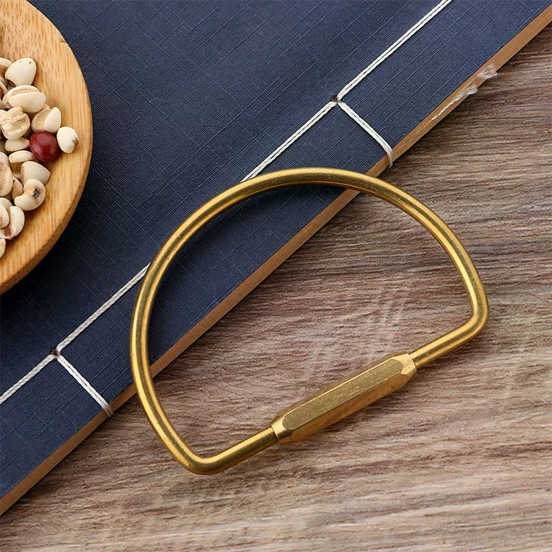 1 pièce mousqueton simple en laiton à verrouillage par vis, forme d, ovale, en forme de goutte d'eau, pour porte-clés, fixation sur ceinture, accessoire de sac à dos, cadeau