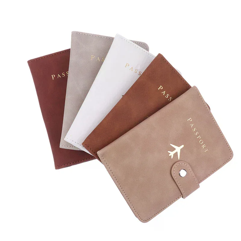porte-carte d'identité en cuir pu, 1 pièce, avec fermoir d'avion, couverture de passeport de voyage, plusieurs fentes pour cartes, porte-passeport, organisateur de voyage unisexe