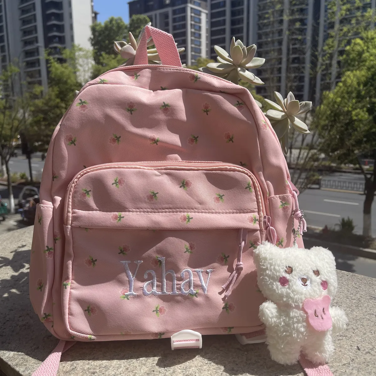 sac à dos floral brodé avec nom personnalisé, sac à dos décontracté pour filles, sac à dos pour dames, cadeau unique pour jeunes, sacs à main kawaii
