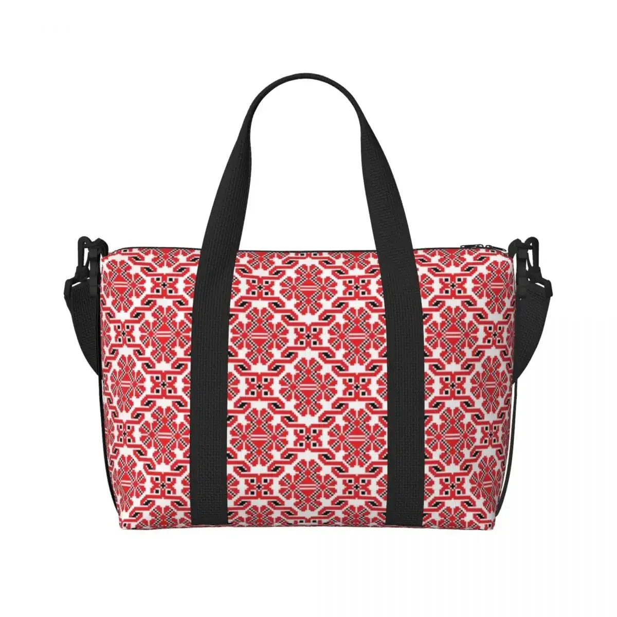 vyshyvanka – sac fourre-tout brodé pour femmes, fourre-tout coloré de style ukrainien, grande capacité, bohème, géométrique, pour salle de sport, plage, voyage