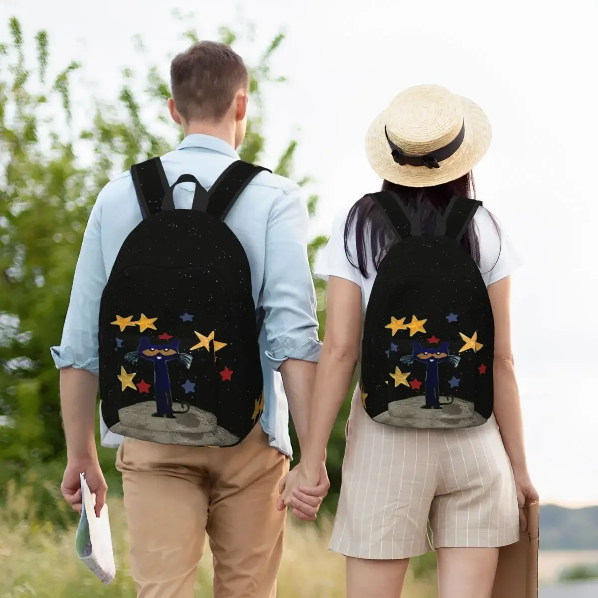 pete le chat étoiles bande dessinée cool sac à dos en plein air lycée affaires dessin animé mignon sac à dos pour hommes femmes ordinateur portable sac à bandoulière