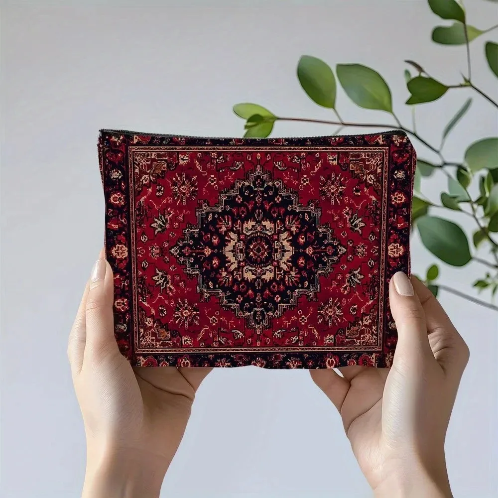 un sac de maquillage bohème – sac à fermeture éclair multifonctionnel mignon pour femmes, sac de rangement de bijoux, petit sac de rangement à fermeture éclair de voyage parfait
