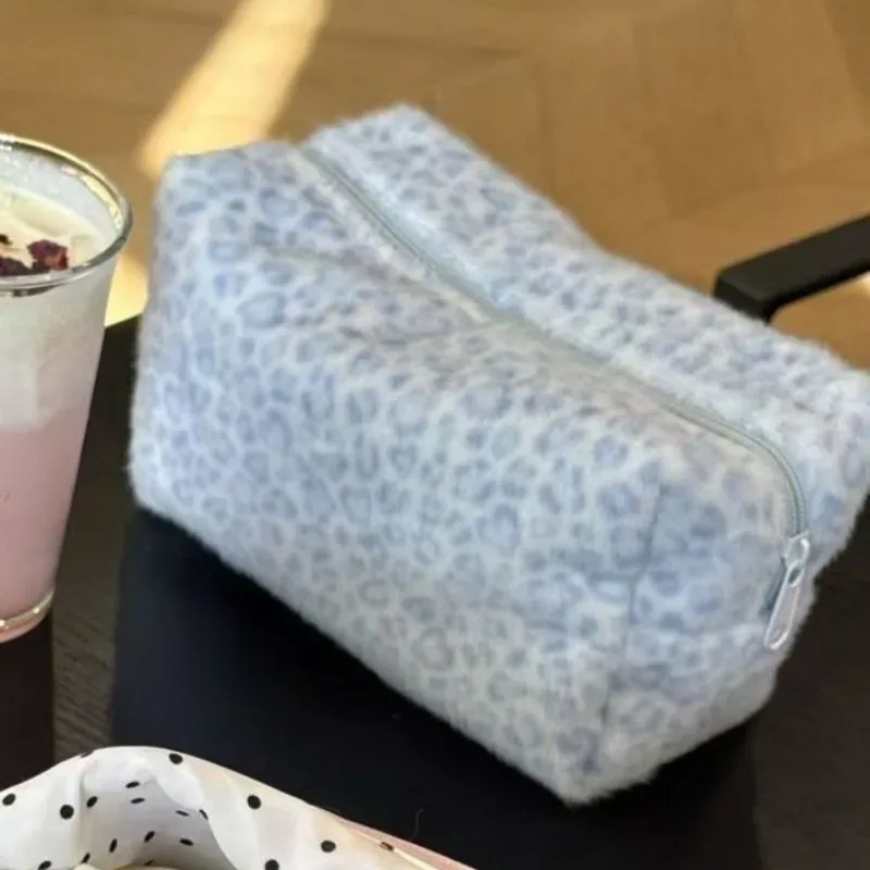 sac de maquillage en tissu léopard rose brun, grande capacité, trousse de toilette de voyage pour femmes, rangement cosmétique