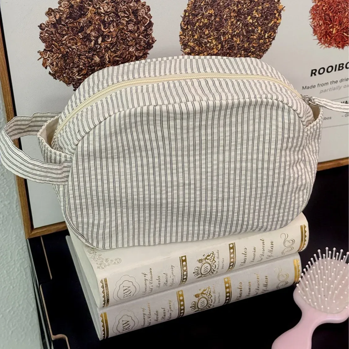 sac de rangement en tissu simple pour les voyages et les déplacements professionnels, trousse de toilette de grande capacité, trousse à maquillage à motifs de style décontracté, nouveau modèle