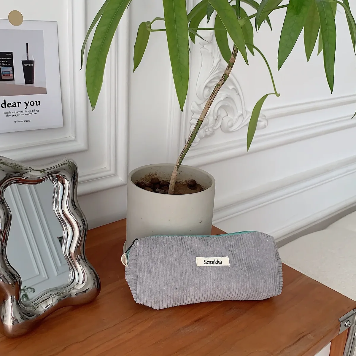 sac à stylos rétro en velours côtelé de couleur unie, boîte à crayons pour étudiants, pochette à crayons, sacs à cosmétiques pour femmes, sac de maquillage, sac de rangement pour clés et rouges à lèvres
