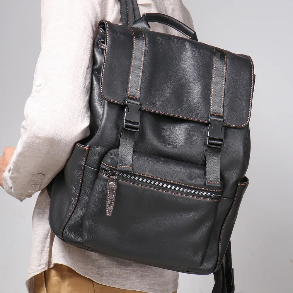 luokir nouveau sac à dos en cuir véritable pour hommes couche supérieure en peau de vache grande capacité ordinateur sac à dos décontracté voyage sac à dos sac d'école