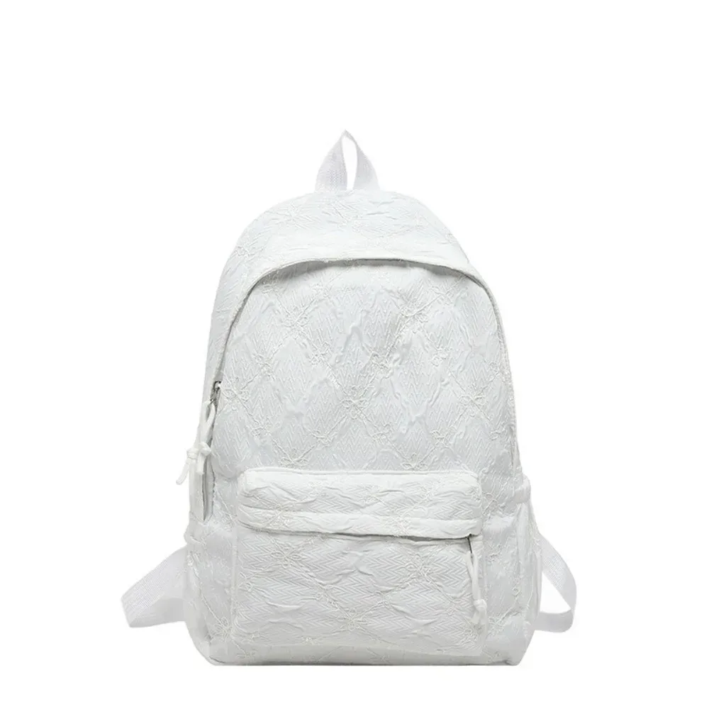 sac à dos mignon et élégant avec nœud, minimaliste, en nylon uni, multi-poches, léger, idéal pour les étudiants et l'école au quotidien.