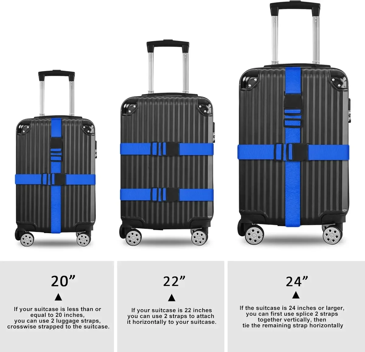 sangles de sécurité réglables pour bagages, ceinture de bagage avec fermeture à boucle, ceinture de bagage pour fermeture de sac de voyage de valise, sécurité des bagages