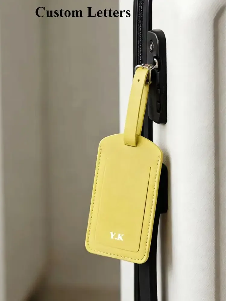 étiquette de bagage en cuir personnalisable, étiquette de valise en cuir véritable de luxe, accessoires de voyage pour femmes, lettres personnalisées, étiquette de bagage pour hommes