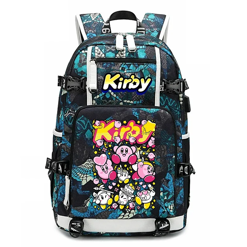 sac à dos d'étudiant imprimé dessin animé kirby, sac d'école de voyage de grande capacité pour enfants et adolescents