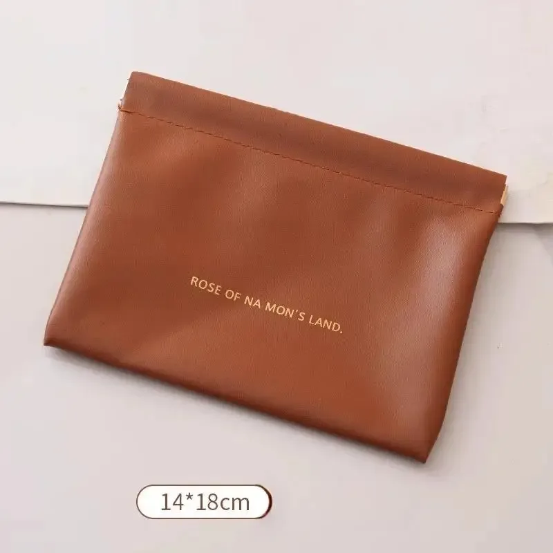 sac de rangement en cuir pu tendance, fermeture automatique, étanche, portable, pour écouteurs, câbles de charge, cosmétiques, rouges à lèvres et bijoux