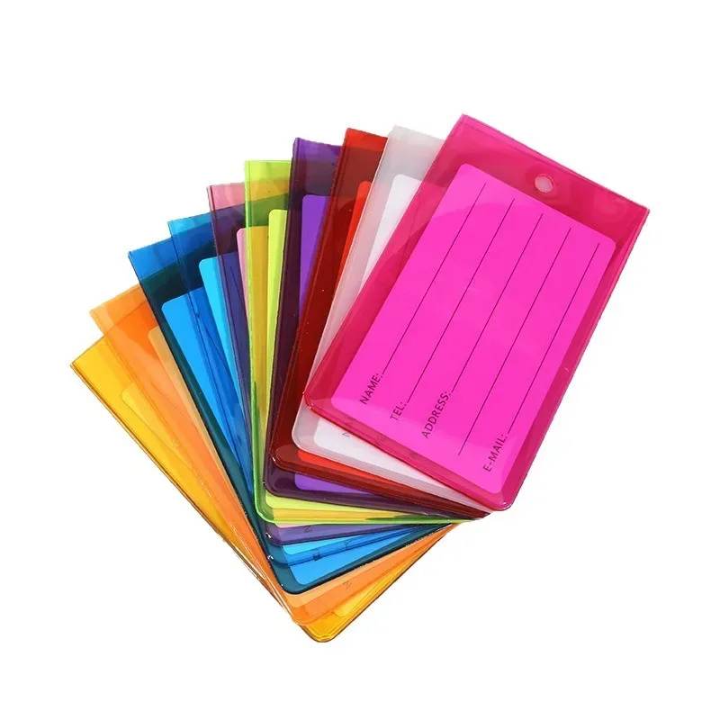 porte-étiquette de bagage fluorescent en pvc, coloré, pour carte d'embarquement, étiquette de voyage, housse de carte, anti-perte pour avion