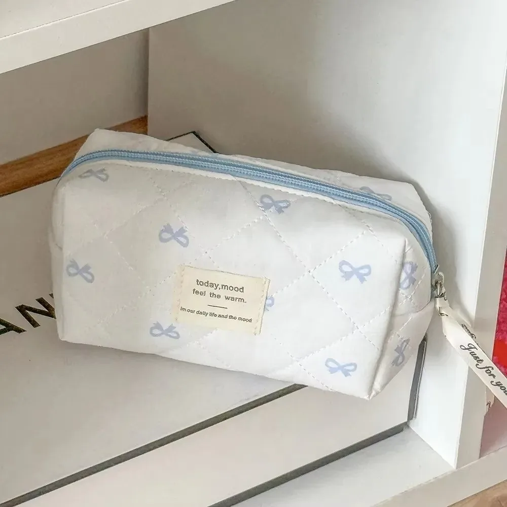 sac à cosmétiques portable bleu pour femme, pochette de voyage, sac de rangement grande capacité, trousse à maquillage zippée, cadeaux
