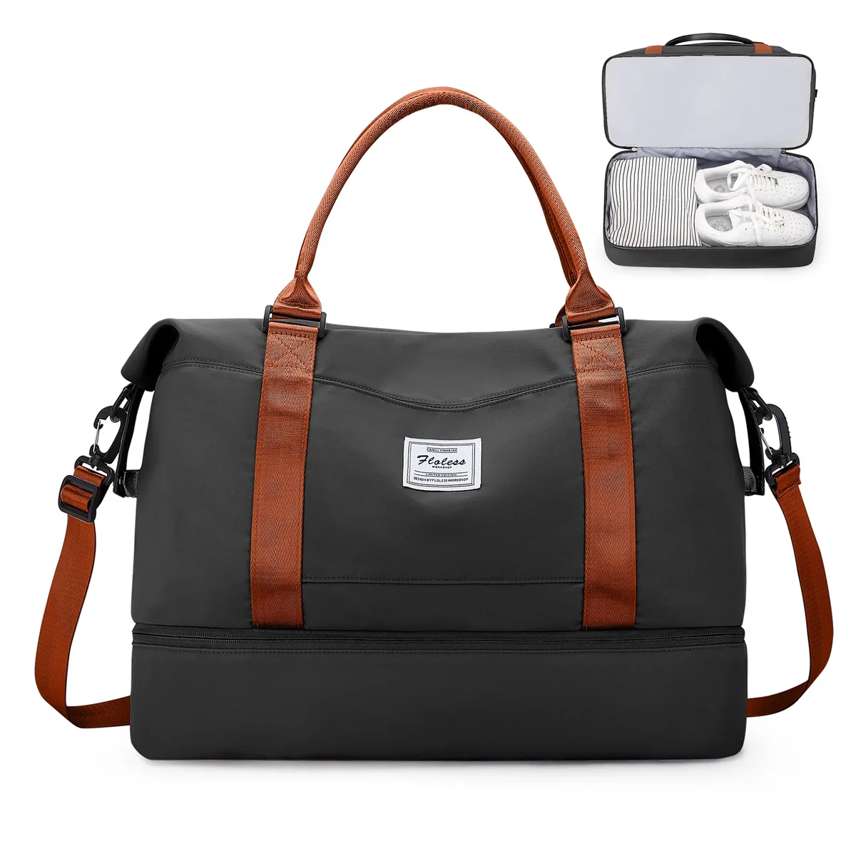 sac fourre-tout de voyage, sac à main léger avec compartiment à chaussures, sac à bandoulière de grande capacité, sac de voyage de cabine, sac de sport