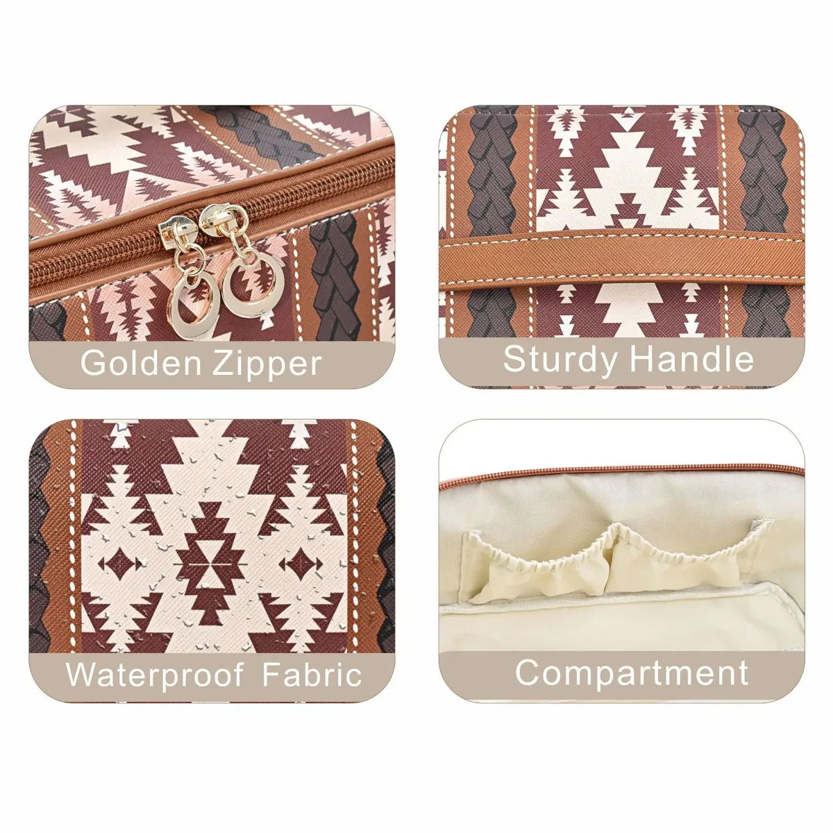 sac à cosmétiques en cuir pu bohème, grande capacité, trousse de maquillage, organiseur de voyage pour articles de toilette