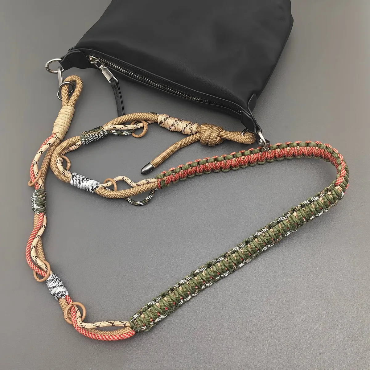sangle de téléphone multifonctionnelle tressée à la main pour extérieur, sangle de remplacement tactique réglable pour appareil photo, accessoires de sac bandoulière