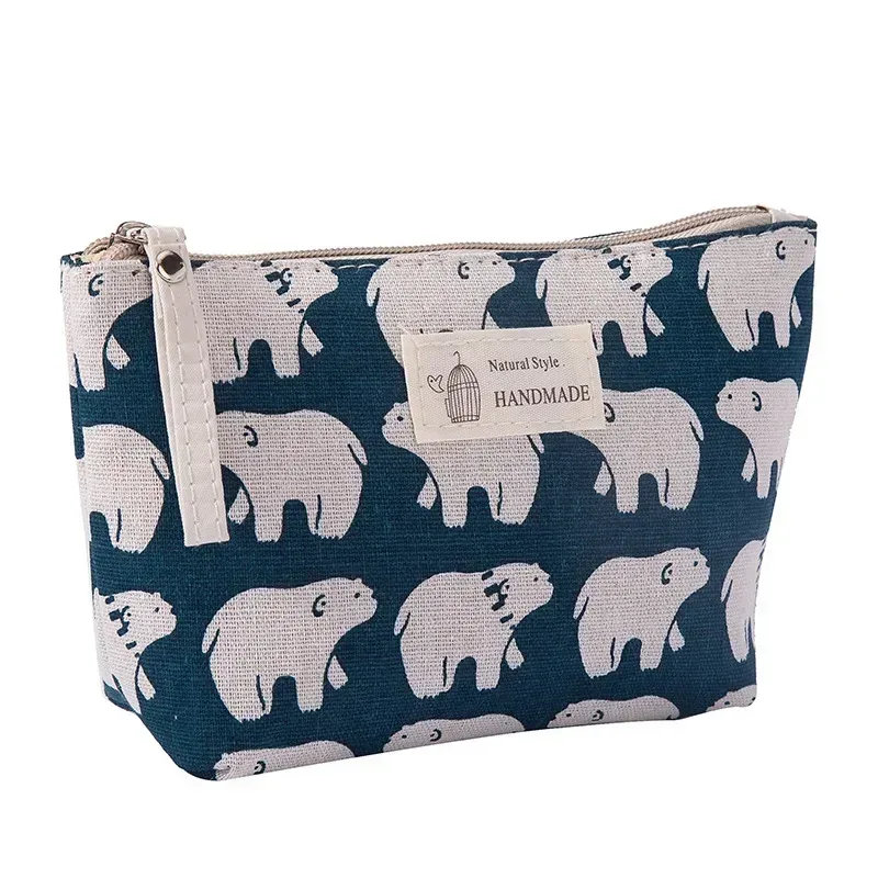 sac à cosmétiques en toile imprimée à la mode, pour le rangement du maquillage, petits sacs de maquillage de voyage, organisateur, sac de rouge à lèvres pour femmes