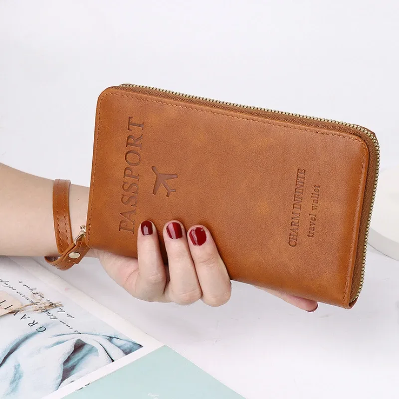 mode multi-fonction voyage rfid porte-passeport housse femmes hommes pu cuir doccument paquet billet sacs de protection