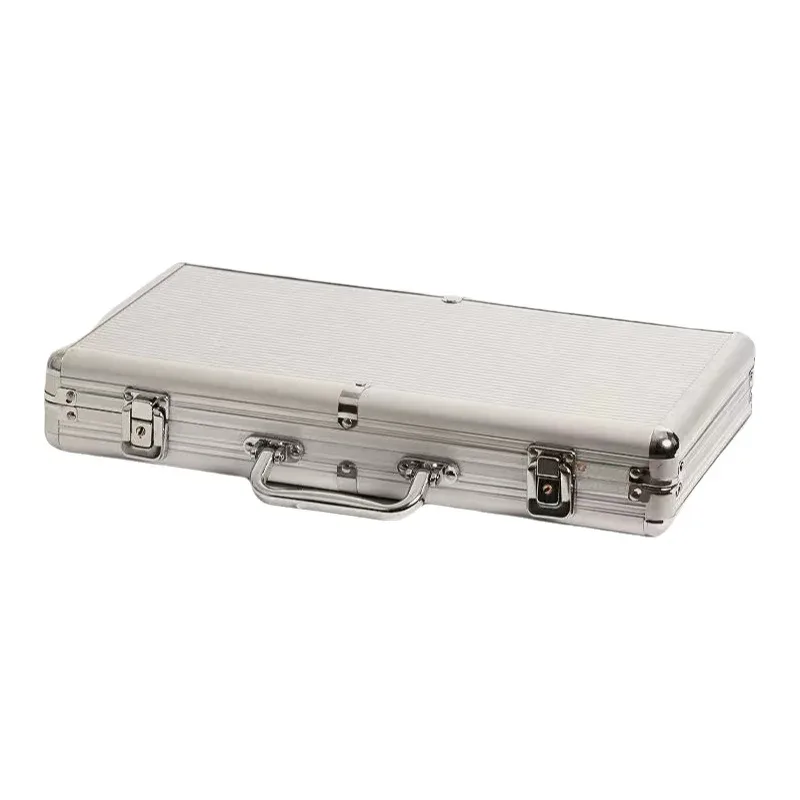 boîte à jetons en alliage d'aluminium, boîte à outils à coins arrondis, boîte d'emballage anti-choc, type abs300, étui de rangement pour jetons de monnaie argentée