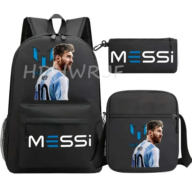 sac à dos de football messi imprimé, grande capacité, sacs d'école avec étui à stylos décontracté, sac à bandoulière, sac de sport no 10, sacs de voyage pour femmes et hommes