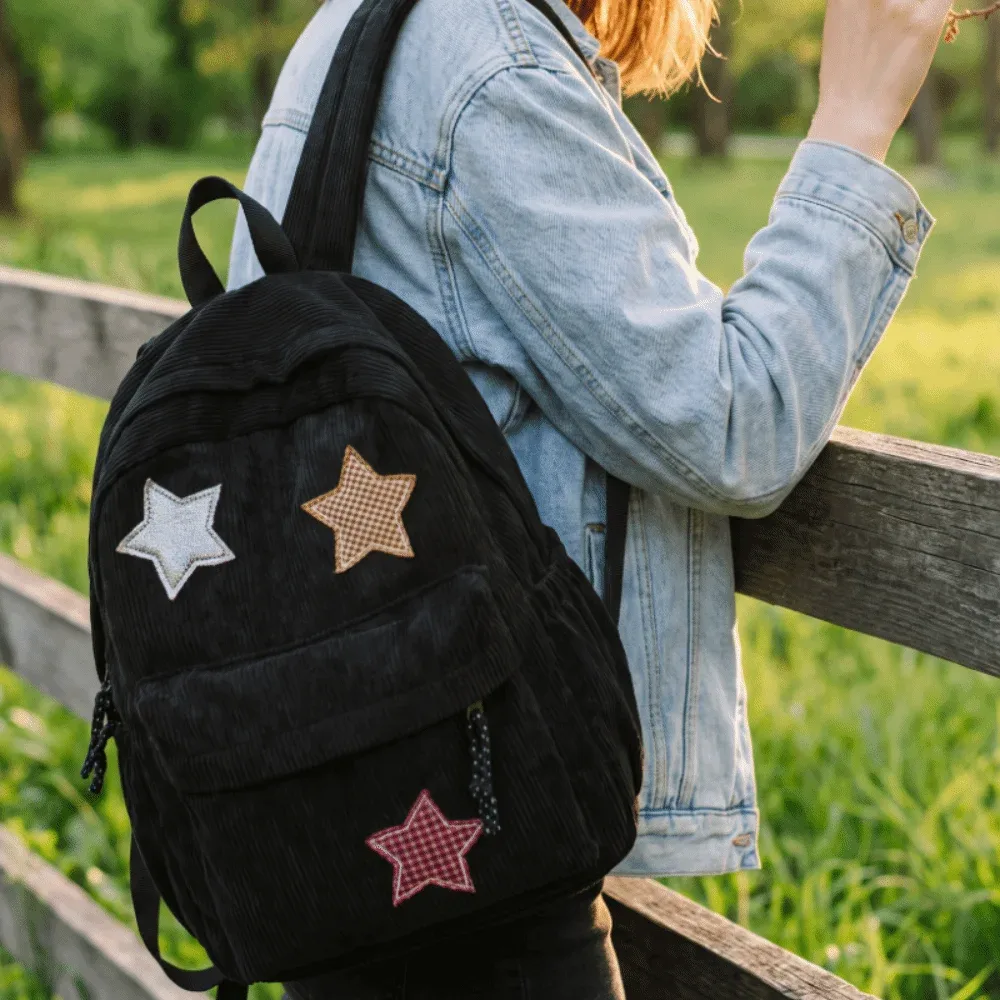 Sac à dos tendance en velours côtelé, léger, grande capacité, pour l'école, en tissu doux et coloré, sac de voyage quotidien