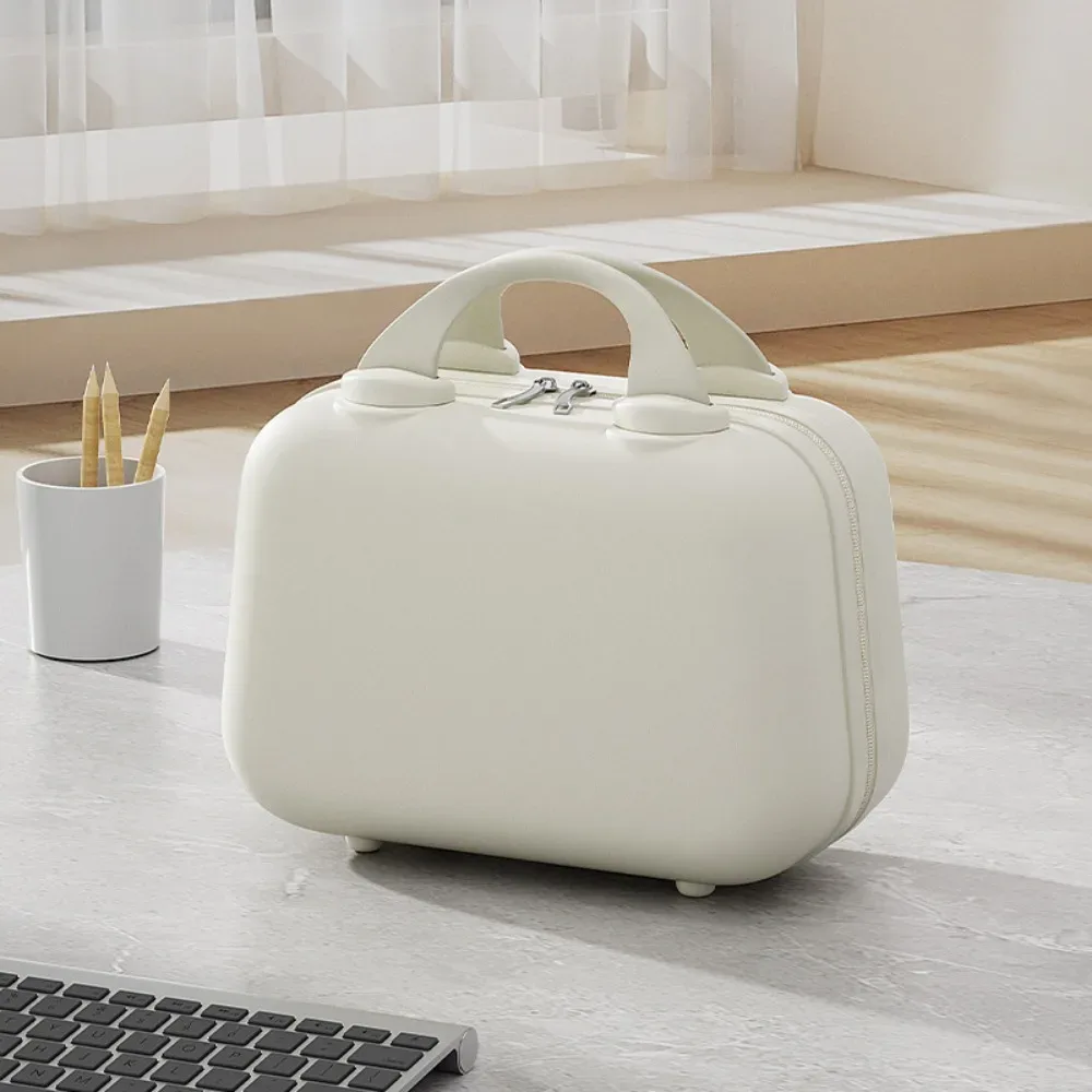 boîte de rangement pour articles de toilette, valise de couleur unie, grande capacité, boîte carrée de 14 pouces, étuis à cosmétiques à fermeture éclair, trousse de maquillage portable pour femmes