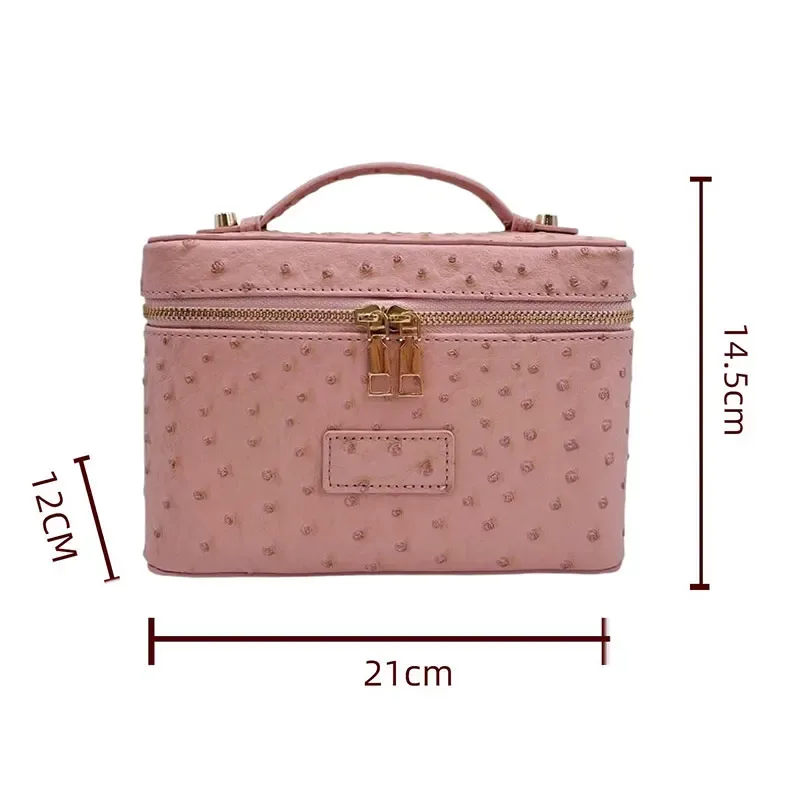 trousse de toilette de voyage personnalisable à motif d'autruche, organisateur de maquillage portable suspendu, trousse de toilette pour femmes
