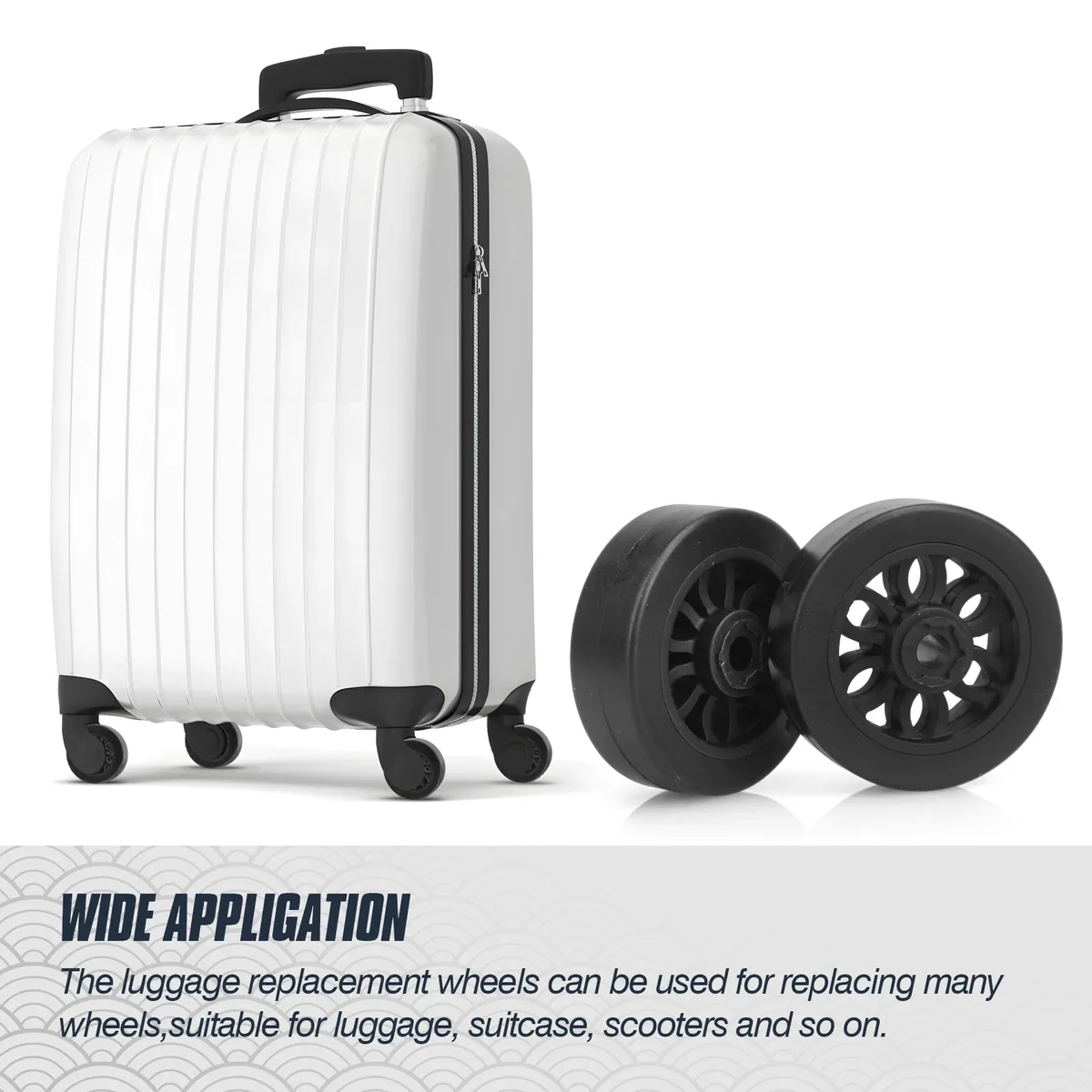 remplacement de roue de bagage noir avec vis, pièces de valise de voyage, réparation de roulette, essieux de 50mm, 4 pièces