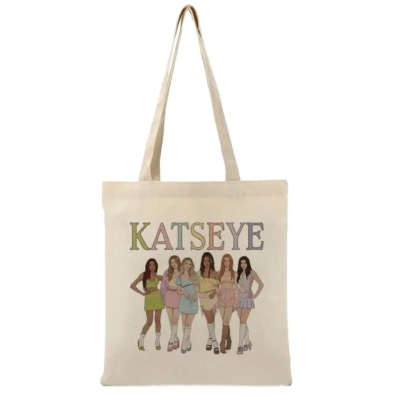 sac fourre-tout grande capacité katseye world tour pour femmes, sacs de voyage multifonctionnels, sacs de shopping tendance, cadeaux pour fans kpop version q