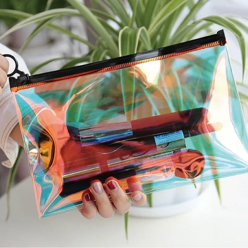 trousse de maquillage à fermeture éclair transparente, trousse de maquillage, trousse de toilette, trousse à pinceaux, trousse à crayons, trousse de voyage, trousse cosmétique, mode laser, messaire de la présidence