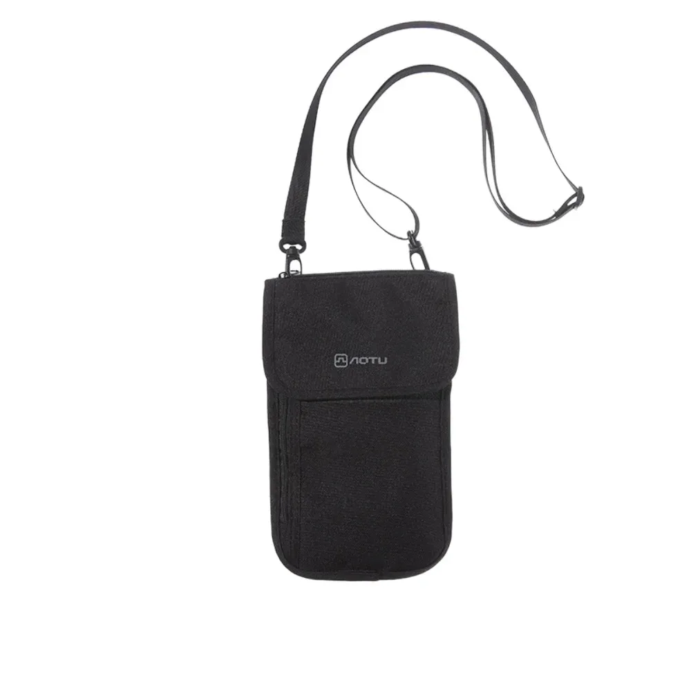 accessoires de voyage portefeuille de voyage porte-billets en nylon pochette de voyage à suspendre au cou housse de protection pour passeport avec fermeture éclair porte-passeports familial