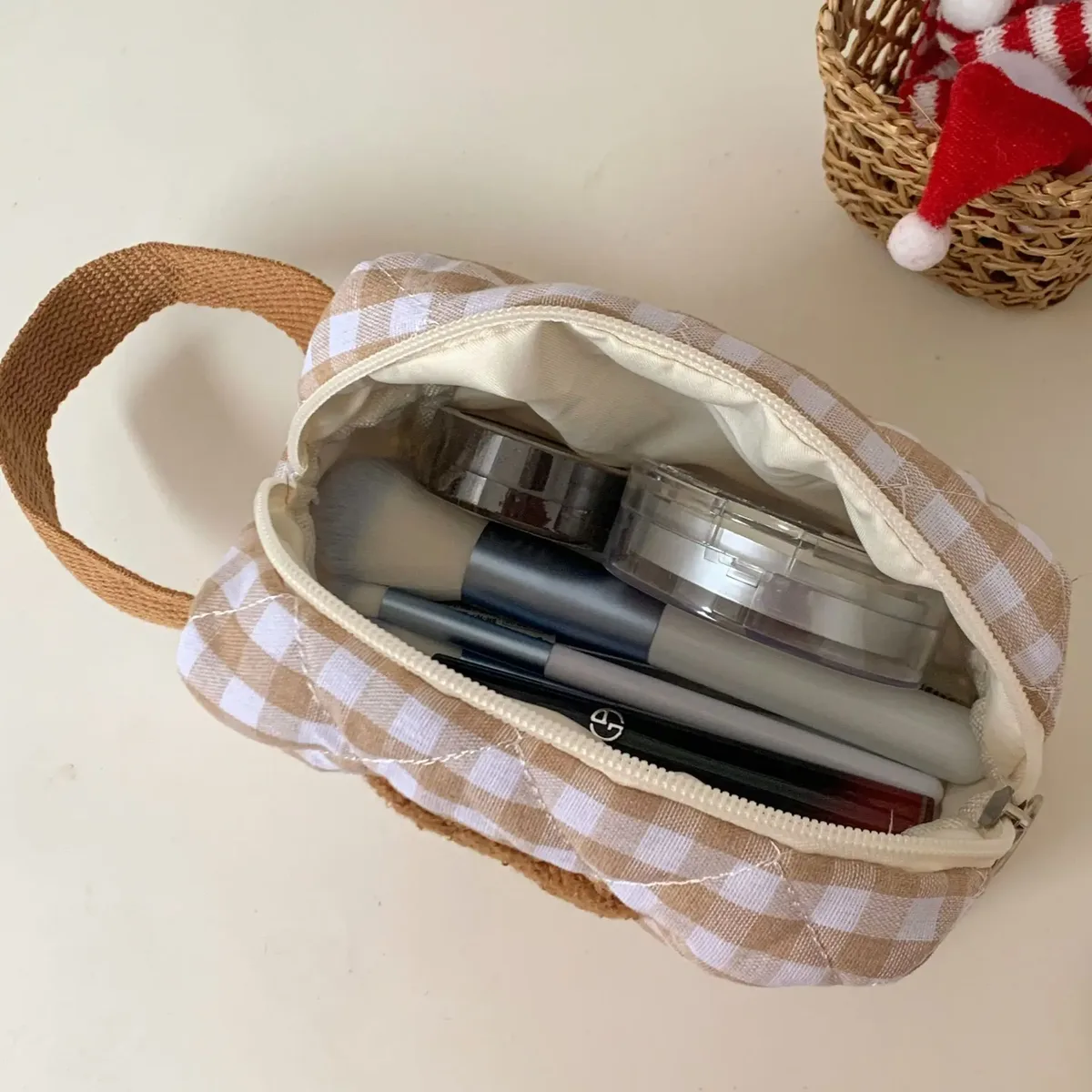 sac à cosmétiques pour femmes, trousse de maquillage ours, sac de rangement mignon, fourre-tout de style doux pour étudiant, trousse de toilette de voyage