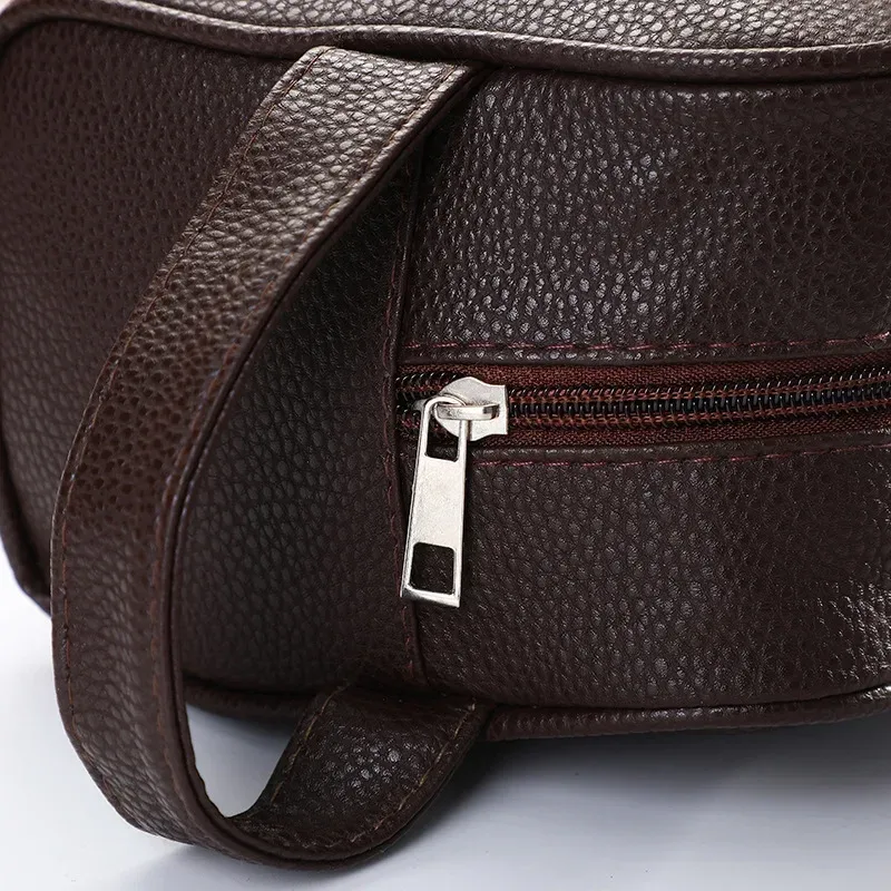 sac de toilette de voyage en cuir pu pour hommes, organisateur de cosmétiques à fermeture éclair, sac à main portable pour le rangement du maquillage, neceser pour une utilisation quotidienne en voyage d'affaires