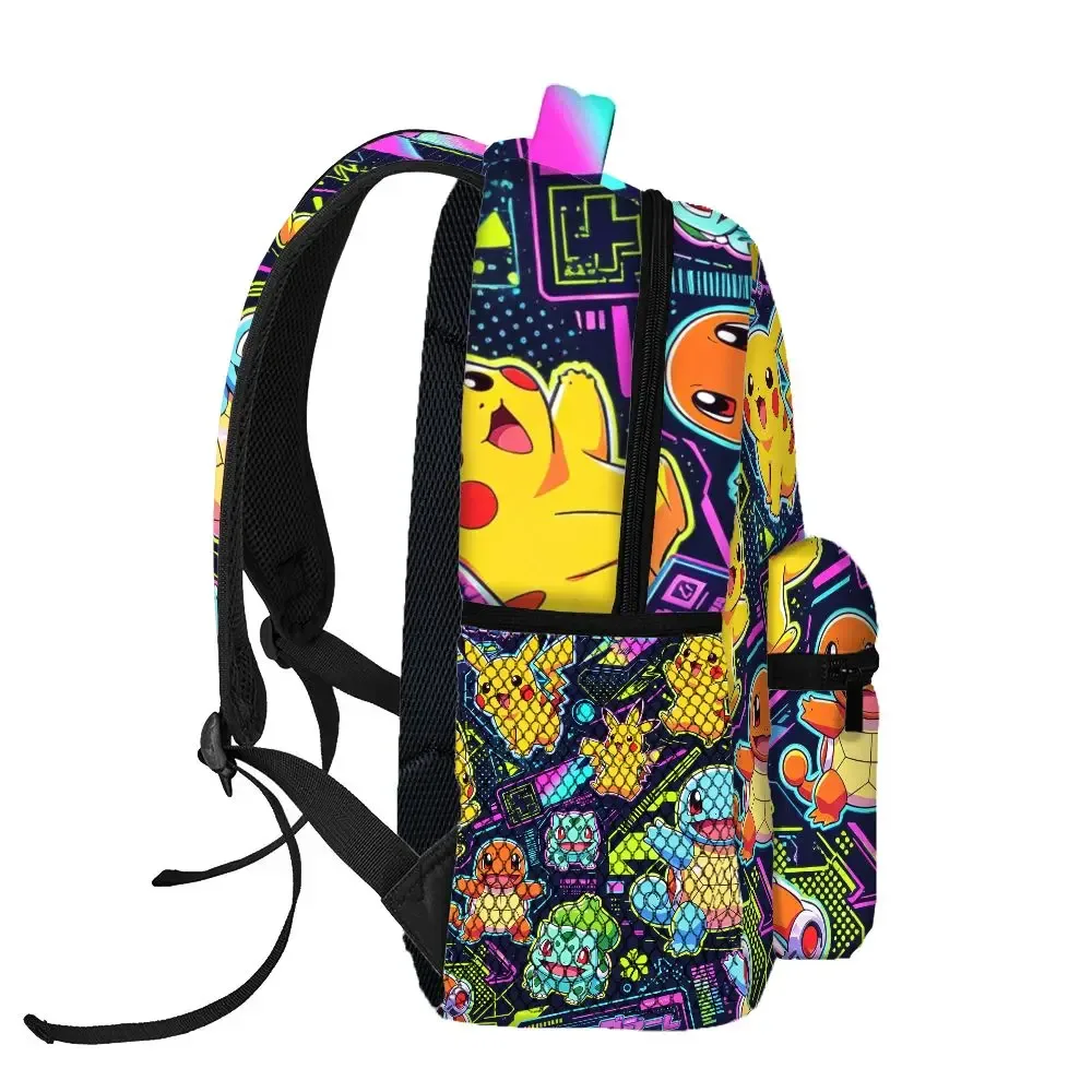sac à dos imprimé avec des personnages de pokémon neon vibe, sac d'école léger pour voyage en plein air