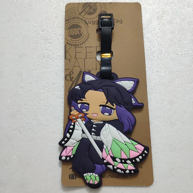 étiquette de bagage anime demon slayer, étiquette d'embarquement pour bagages portables de voyage, support d'identification en gel de silice, étiquettes d'individualité pour bagages
