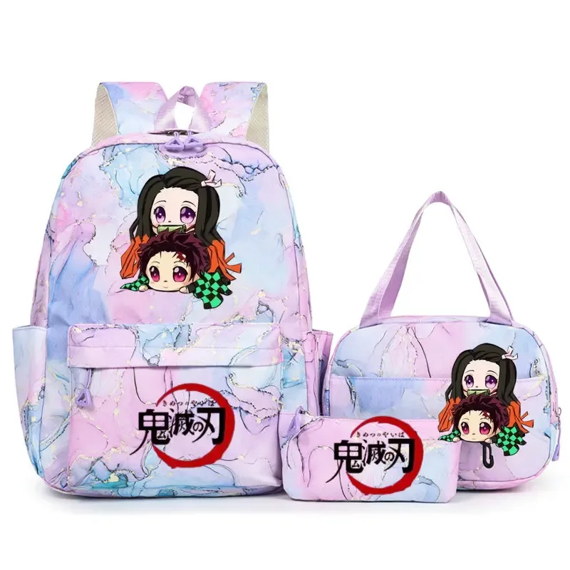 sac à dos demon slayer nezuko kamado pour adolescents, cartable de grande capacité avec sac à bandoulière pour usage quotidien, pour filles et femmes, mochilas de voyage