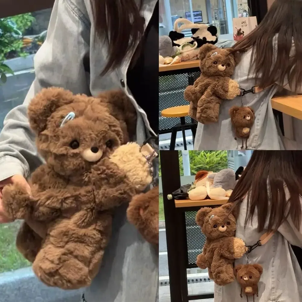 sac à dos de dessin animé en peluche pour femmes et filles, sac d'ours mignon, cadeau de beurre, initié, nouveau