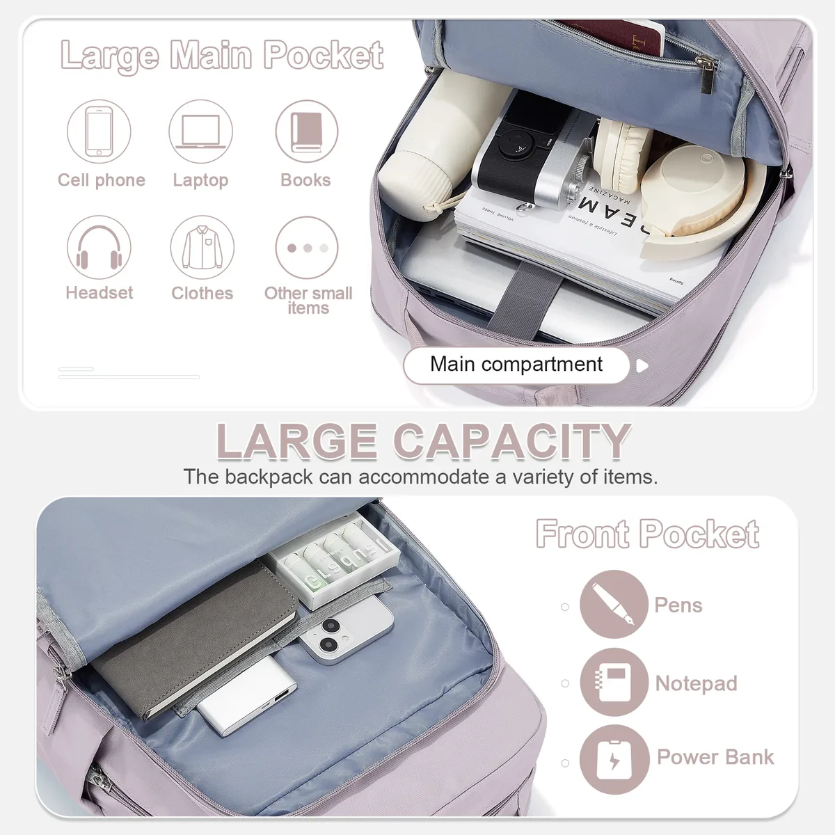 sacs à dos pour femmes polyvalent collège sac à dos décontracté étudiant cartable étanche grande capacité voyage sac à dos pochette d'ordinateur