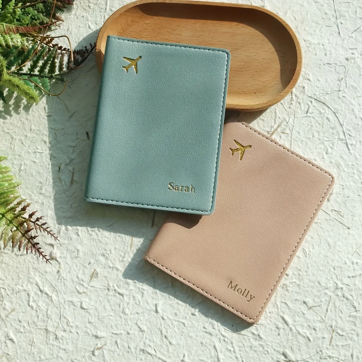 étui de protection personnalisé en cuir pu pour passeport avec lettres dorées, porte-passeport épaissi personnalisé