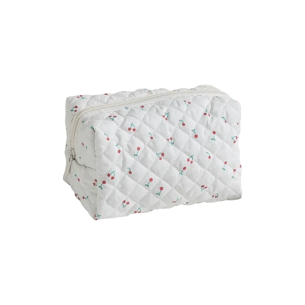 jolie trousse de maquillage matelassée, grande capacité, imprimé floral, trousse de toilette portable, élégant organisateur de cosmétiques pour femmes