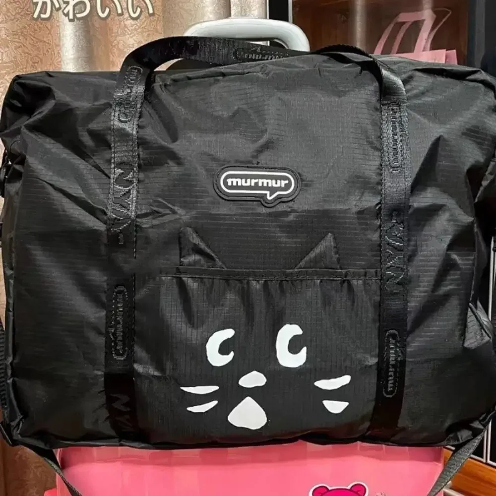 sac à bandoulière en tissu nylon chat de dessin animé, sac de séparation humide et sec, sac de voyage en nylon, sac de rangement portable et durable pour salle de sport