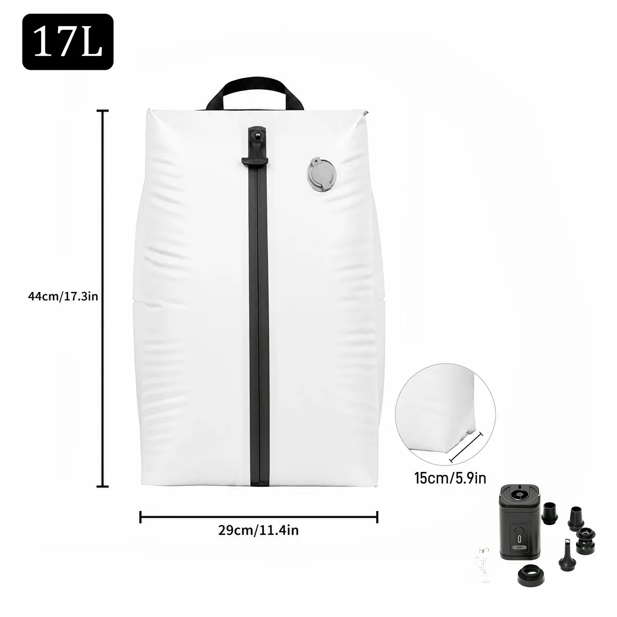 sacs de rangement étanches ip67 17l, cube de compression en polyester tpu pour vêtements, organisateur de valise avec fermeture éclair, réutilisables et antihumidité, pour linge de maison, avec pompe électrique incluse