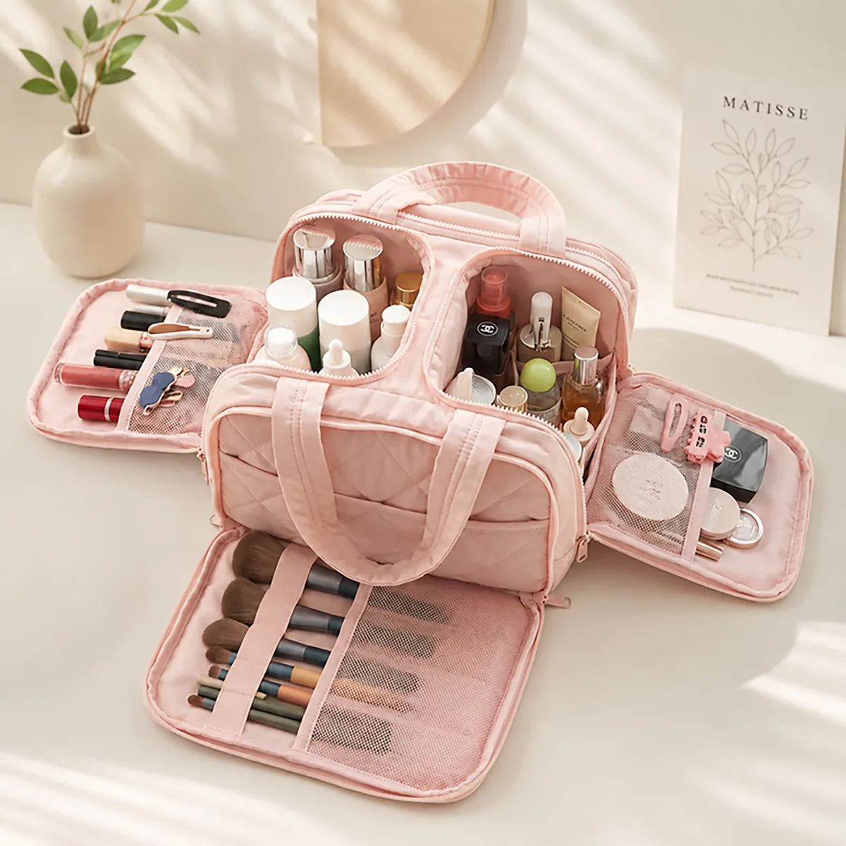 Sac de voyage de grande capacité pour cosmétiques, pochette de maquillage étanche, sac à main pour femme, multi-poches, sac de rangement pour articles de toilette de salle de bain