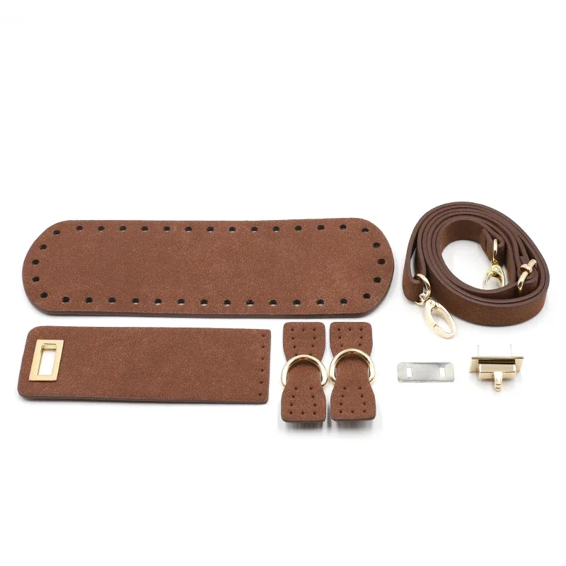 1 ensemble de sacs à main faits à la main en cuir pu avec fond de sac, accessoires de quincaillerie et bandoulière pour sac à main, pour sac à dos diy pour femme
