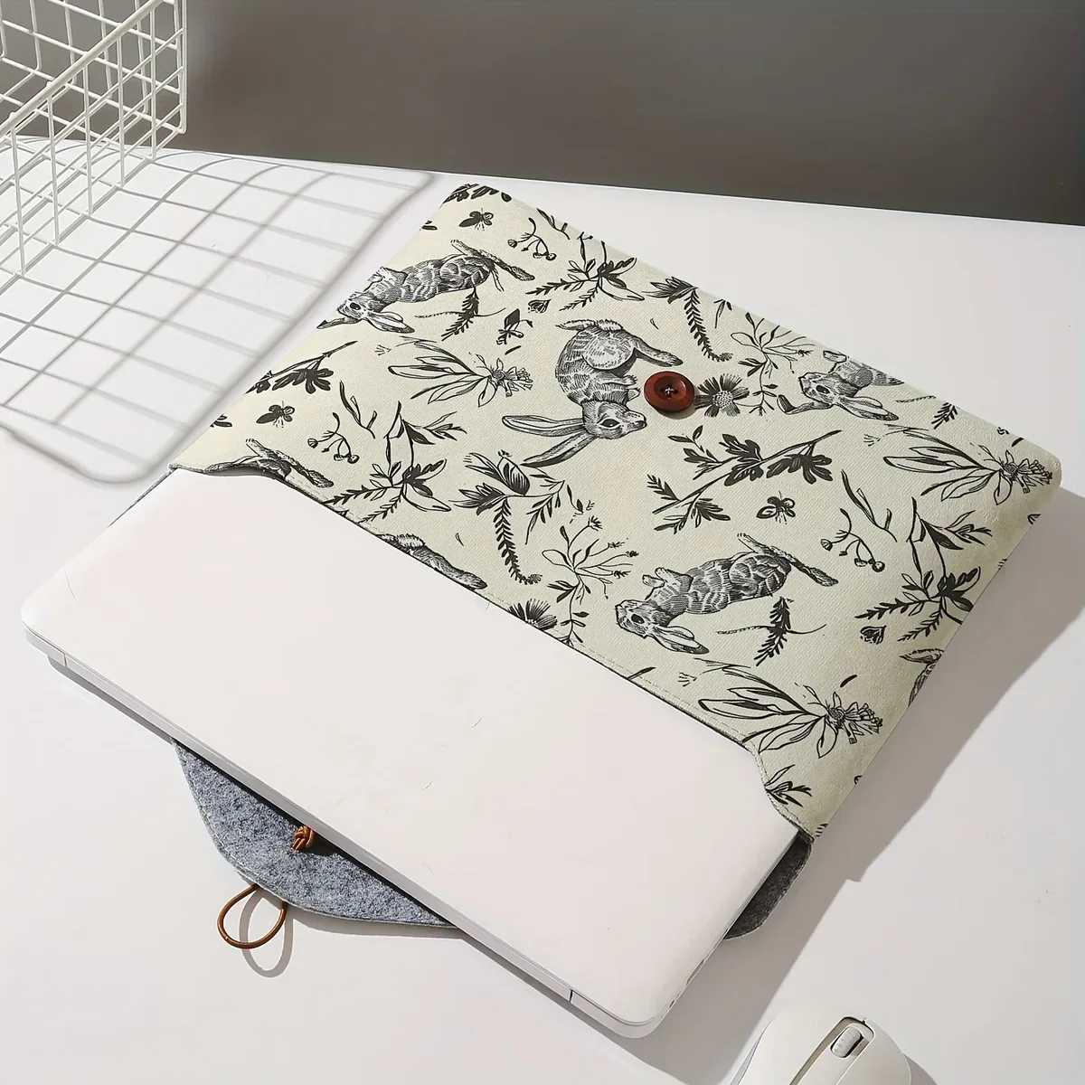 sac pour ordinateur portable à motif imprimé lapin avec housse en tissu souple pour ordinateur portable, adapté au rangement à couverture souple pour ordinateur portable et au sac de rangement pour tablette