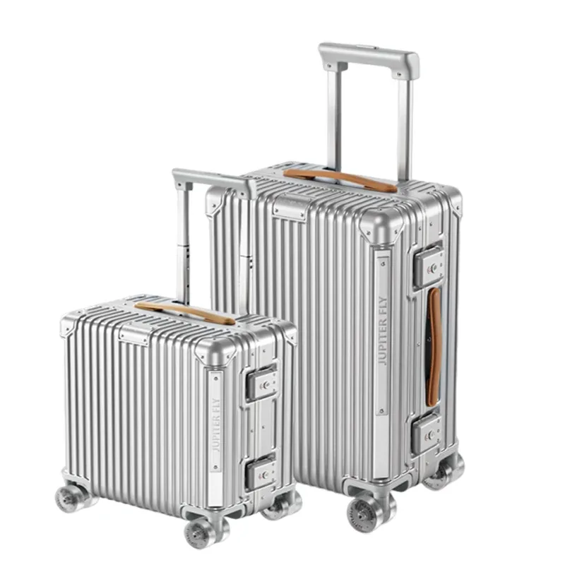 Valise cabine 18/20 pouces avec cadre en aluminium, valise de voyage à grande capacité 28 pouces en PC, valise à roulettes avec serrure TSA