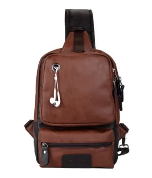sac à dos de poitrine en cuir pu pour hommes, sacs de messager pour hommes, sac à dos vintage, sacs à bandoulière décontractés, petit sac à bandoulière, mode unique initié