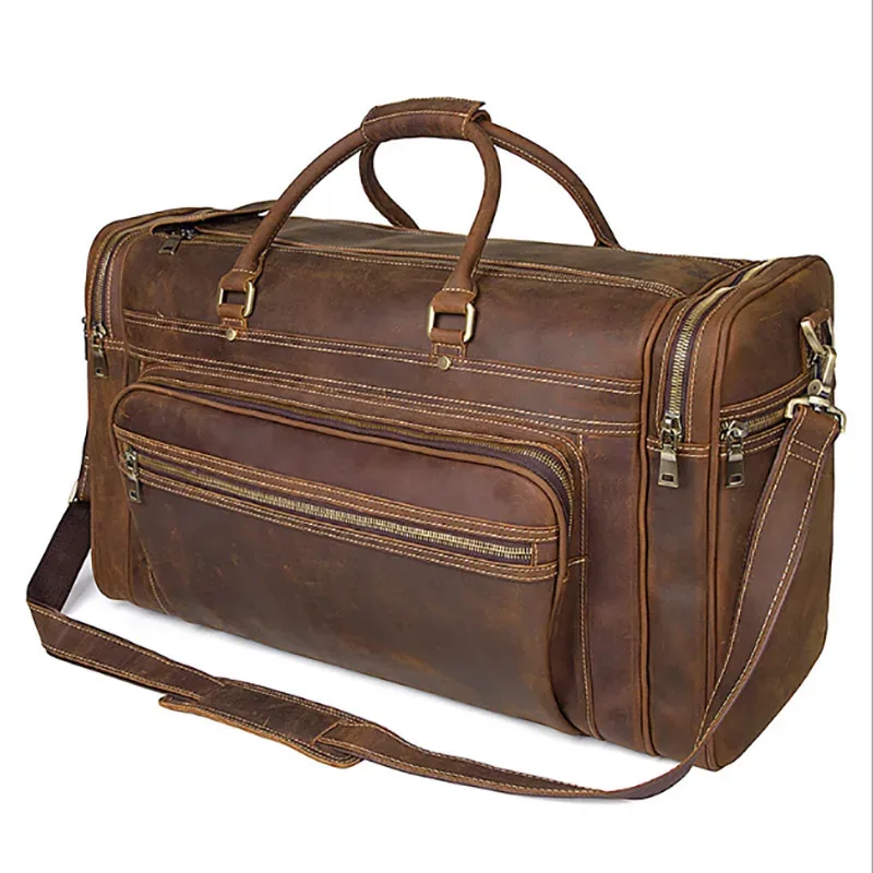 sac de voyage en cuir de vache group pour homme, accessoire durable en peau de vache