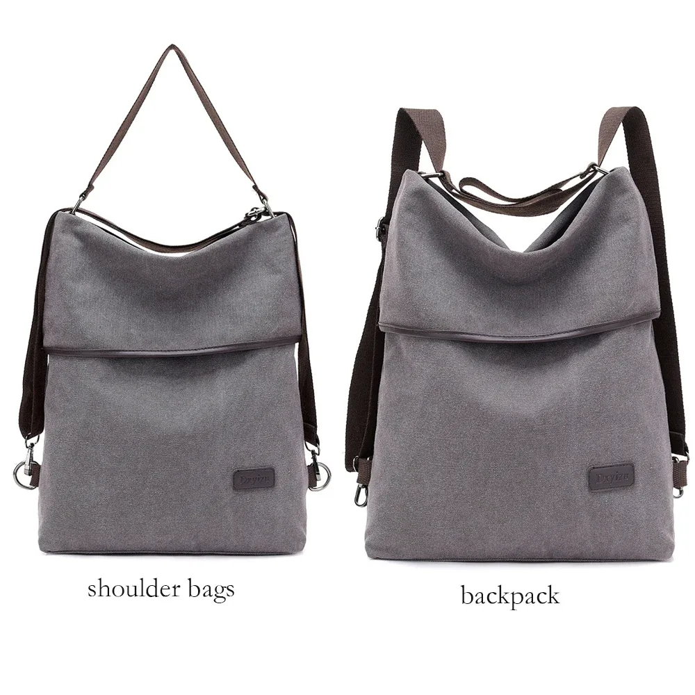 sac à dos en toile multifonctionnel pour femmes, sac de voyage multi-poches, sac d'école pour adolescentes
