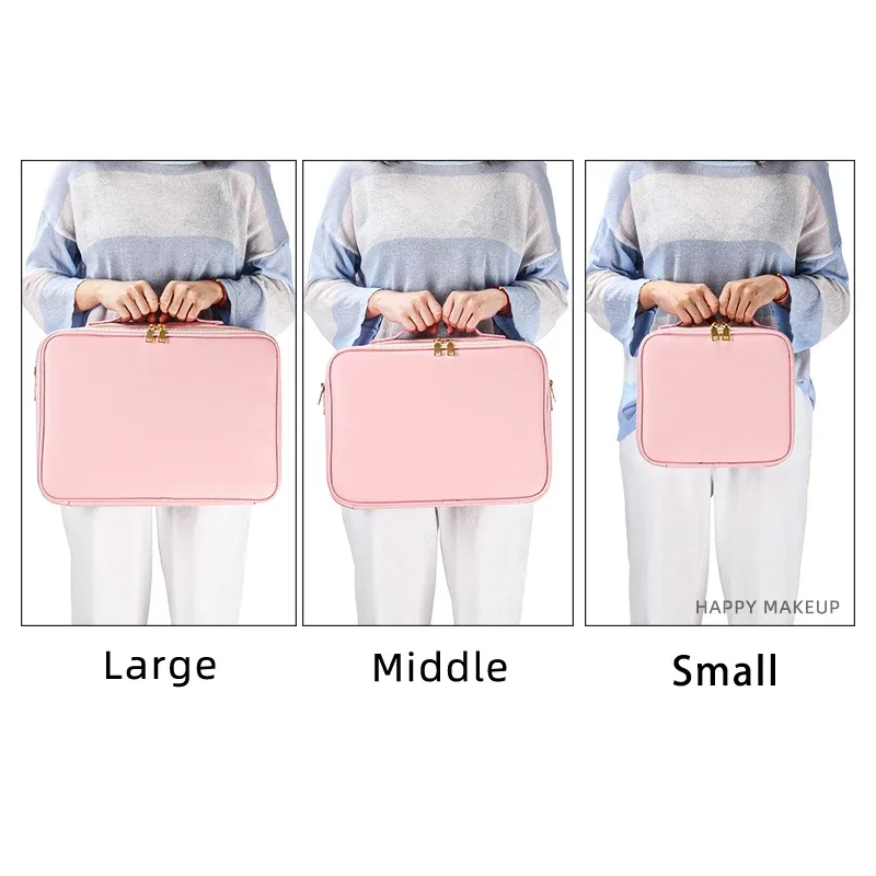 sac à cosmétiques en cuir pu imperméable, sac de rangement professionnel de grande capacité, sac à main de maquillage, trousse de toilette de voyage pour femmes